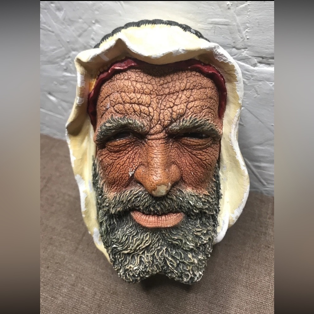 Vintage Bossons Arab Sheik Chalkware Head Wall Plaque Made in England